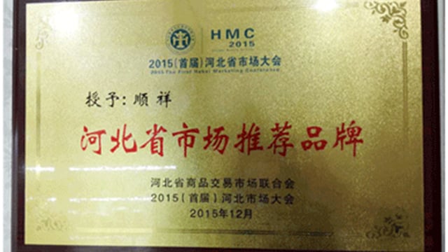 2015河北省市场大会888电子荣获“河北省市场推荐品牌”